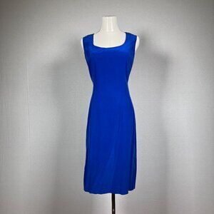 Marianna Sleeveless Royal Blue Knee Length Career Silk Dress 12